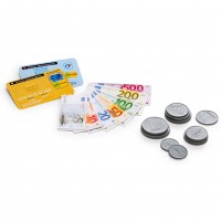 Spielgeld für den Kaufladen - Münzen, Geldscheine und Geldkarten