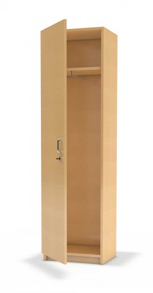 Garderobenschrank Serie NEONOVA - vorne abschließbare Tür, Anschlag links, innen Hutablage + Kleiderstange