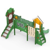 MiniPlay Spielanlage Jonas - Spielplatzgerät für Kleinkinder mit 2 Spieltürmen, Rutsche und Wandspiel