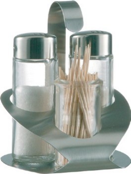 4-teilige Menage "Trend Line" mit Salz- und Pfefferstreuer und Zahnstocherglas
