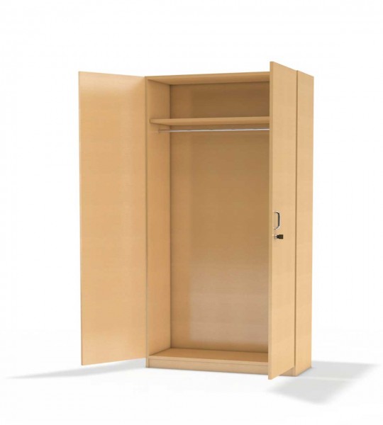 Garderobenschrank Serie NEONOVA - vorne abschließbare Doppel-Tür, innen Hutablage + Kleiderstange