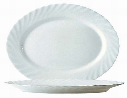 Hartglas-Geschirr Serie Trianon - Ideal für Kita, Hort oder Schule - Ovale Platte 35 cm in weiß
