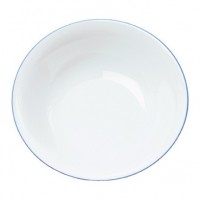 Porzellan-Geschirr Serie Heike Blaurand - Salatschüssel Ø 25 cm in weiß mit bleuen Dekorstreifen