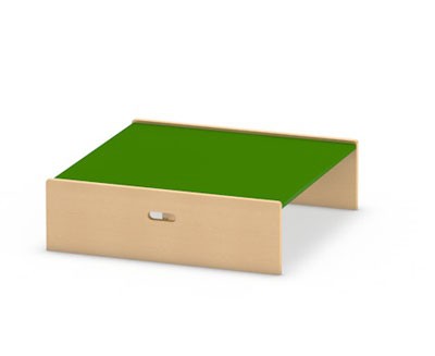 Spielpodest kleines Quadrat mit zwei offenen Seiten zum Einschieben von Rollkästen von kita-ausstatter.de