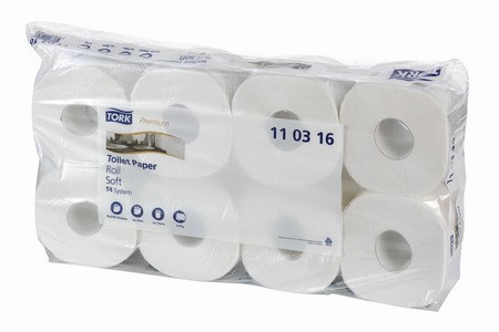Tork Toilettenpapier "Premium" - 8 Rollen à 250 Blatt, 3-lagig, hochweiß