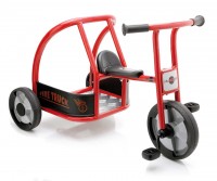 JAALINUS® Firetruck - Dreirad als Feuerwehrfahrzeug für 2 Kinder mit hinterer Standfläche