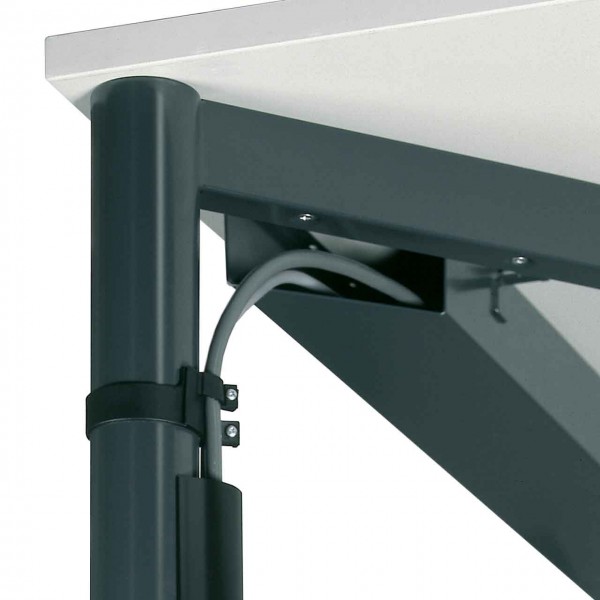 PC-Elektrifizierungs-Set in Silber/Schwarz für Schreibtisch 4-Fuß-Flex
