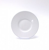 Porzellan-Geschirr Serie Heike Blaurand - Untertasse Ø 15 cm in weiß mit blauen Dekorstreifen