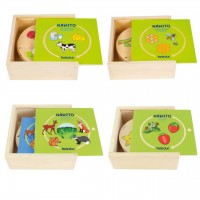 Lernpuzzle NAWITO - Kita-Set - 4 Puzzleboxen zu den Themen Herstellung, Entwicklung, Tierwelten und Früchte