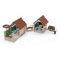 Spieldorf Nora - Spielgerätekombination aus 2 Spielhäusern mit weiteren Spielwandelementen