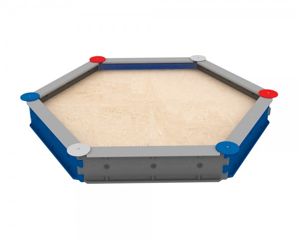 Sechseck-Sandkasten von Ledon® mit 6 Seitenmodulen à 125 cm Länge - gemischt blau und grau