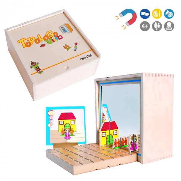 Steckspiel ToPoLoGo Visio von beleduc für Kinder ab 4 Jahre - Spielbox und Aufbaubeispiel