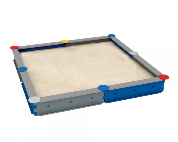 Viereckiger Sandkasten von Ledon® - mit 8 Seitenmodulen à 125 cm Länge - gemischt blau und grau