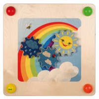 Babypfad-Element Regenbogen mit 3 beweglichen Zahnrädern mit Fingerschutz