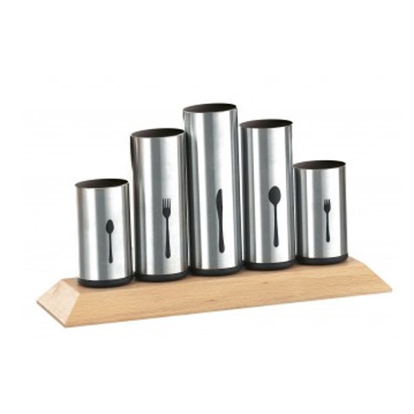 Besteckbehälter Pipes - 5 Köcher für Besteck mit aufgedruckten Bestecksymbolen