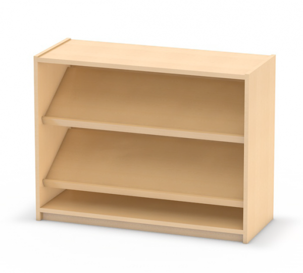 Bücherregal mit Schrägablageböden - ideal auch zur Auslage und Präsentation von Zeitschriften.