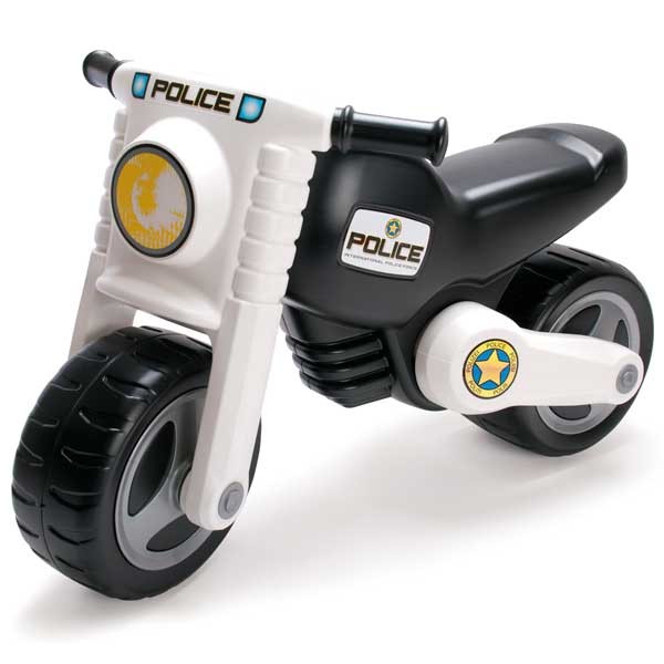 Laufrad aus Kunststoff in Kindergartenqualität von dantoy® als Polizeimotorrad mit extra breitem Hinterrad für mehr Stabilität