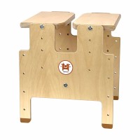 ROBHOCK Sitzhocker - 4-fach verstellbarer Hocker aus Holz für Kita und Kindergarten