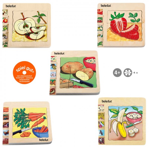 Lagen-Puzzle Entwicklung Obst & Gemüse - Kita-Set mit 5 Lern-Puzzle von beleduc
