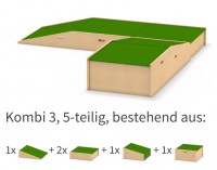 Einzelteile der Podestlandschaft Kombi 3 - 5-teilig mit Tretford-Teppich oder Linoleum-Belag