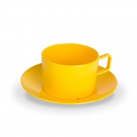 Set in Gelb aus Kaffeetasse mit Untertasse der Serie Kinderzeug - Geschirr aus Polycarbonat