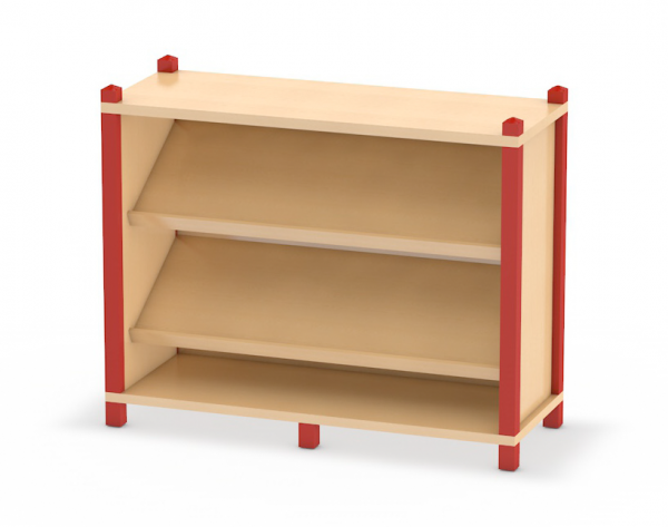 Bücherregal mit Schrägböden in Stollenbauweise System Prinova - ideal als Auslage für Bücher oder Zeitschriften