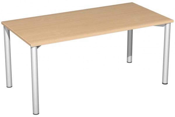 Schreibtisch 4-Fuß Flex - Höhe 720 mm, 1600 x 800 mm Tischplatte Buche, Gestell Silber