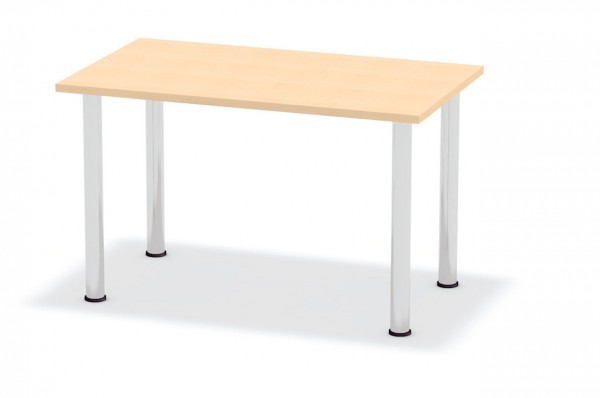 Schreibtisch mit Konsolbeinen (Rundrohr Ø 6 cm) - wahlweise verchromt oder pulverbeschichtet (RAL 9006) stahlgrau
