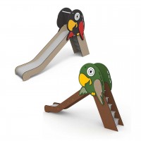 Freistehende Rutsche von Ledon für Kinder ab 2 Jahre mit Motiv Papagei - lieferbar in grün oder schwarz