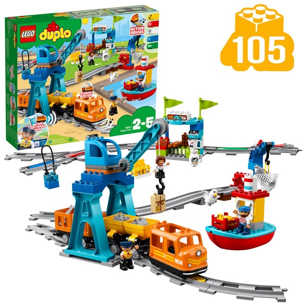 LEGO® DUPLO® 10875 Güterzug - Verpackung mit 105-teiligen Inhalt davor